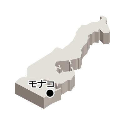 モナコ公国無料フリーイラスト｜首都名・立体(白)